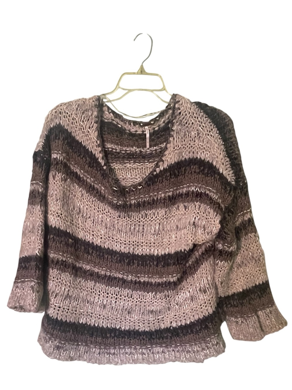 Free People chunky knit striped sweater. Wool/Alpca/Mohair/other blend Size S/P - Picture 3 of 8